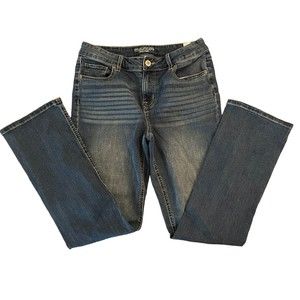 Maurices Straight Leg Whiskered Medium Wash Denim Mid Rise Jeans Size 12 Long